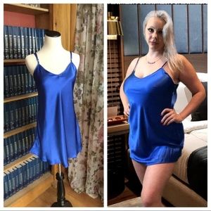 Silky charmeuse electric blue chemise w/adj straps